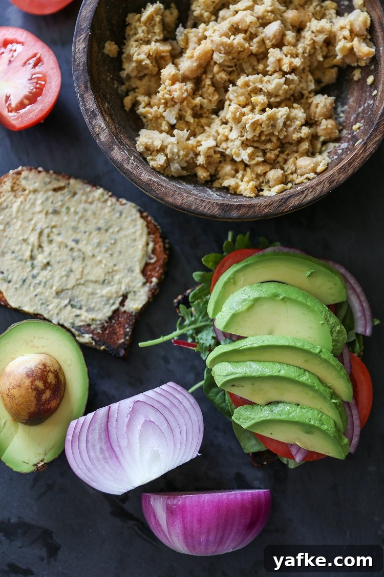 Creamy Hummus and Mashed Chickpea Sandwich Recipe 3 Hummus Mashed Chickpea Sandwiches | TheRoastedRoot.net #healthy #glutenfree #lunch #vegan #vegetarian