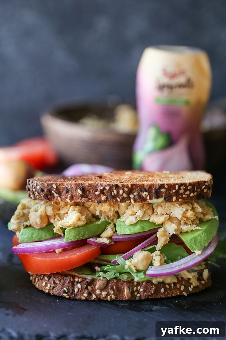Creamy Hummus and Mashed Chickpea Sandwich Recipe 4 Hummus Mashed Chickpea Sandwiches | TheRoastedRoot.net #healthy #glutenfree #lunch #vegan #vegetarian