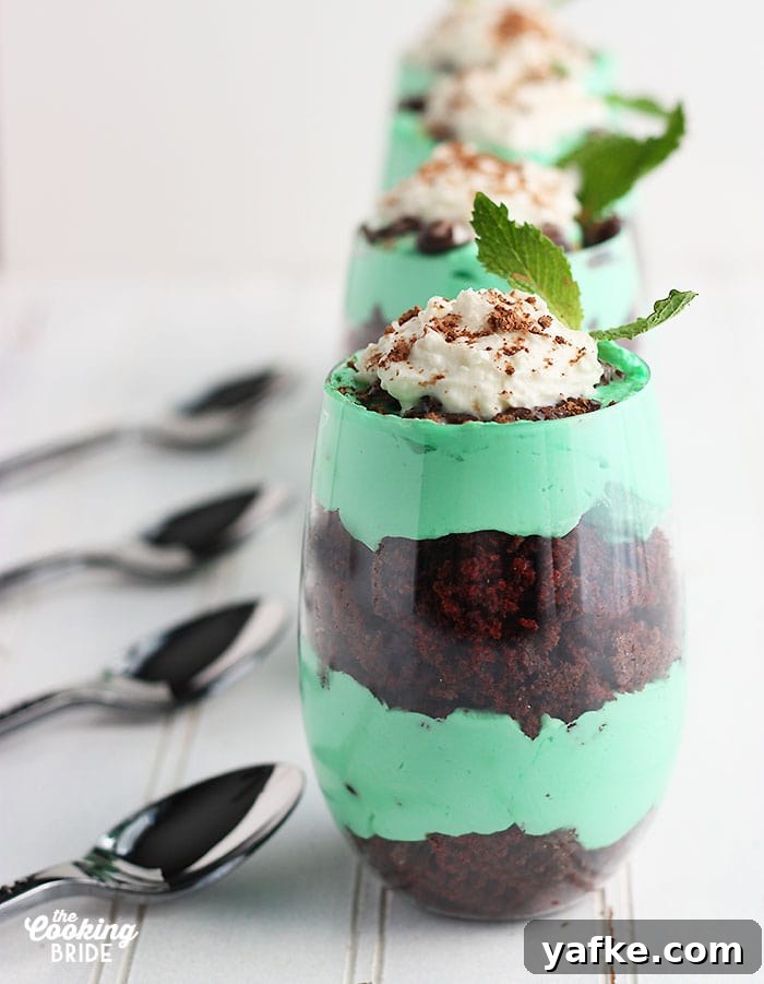 Easy mint chocolate trifle recipe layers fudgy homemade chocolate cake with peppermint flavored whipped cream and mint candies. It's a super simple and satisfying dessert. chocolate trifle recipe