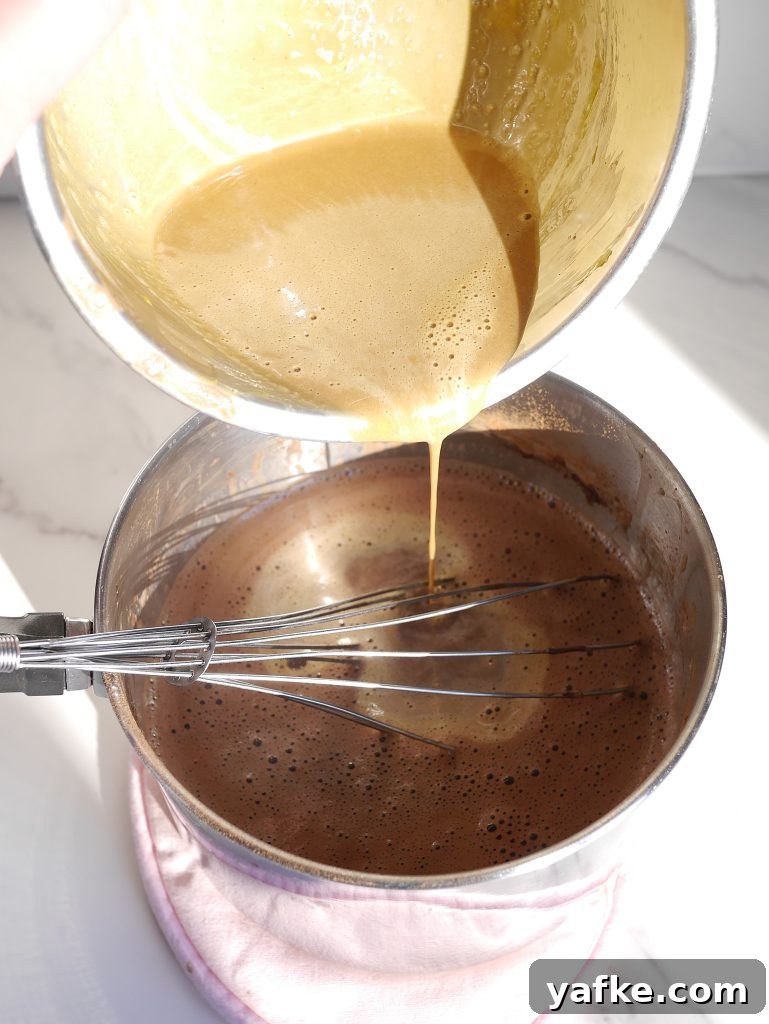 Pudding thickening in saucepan