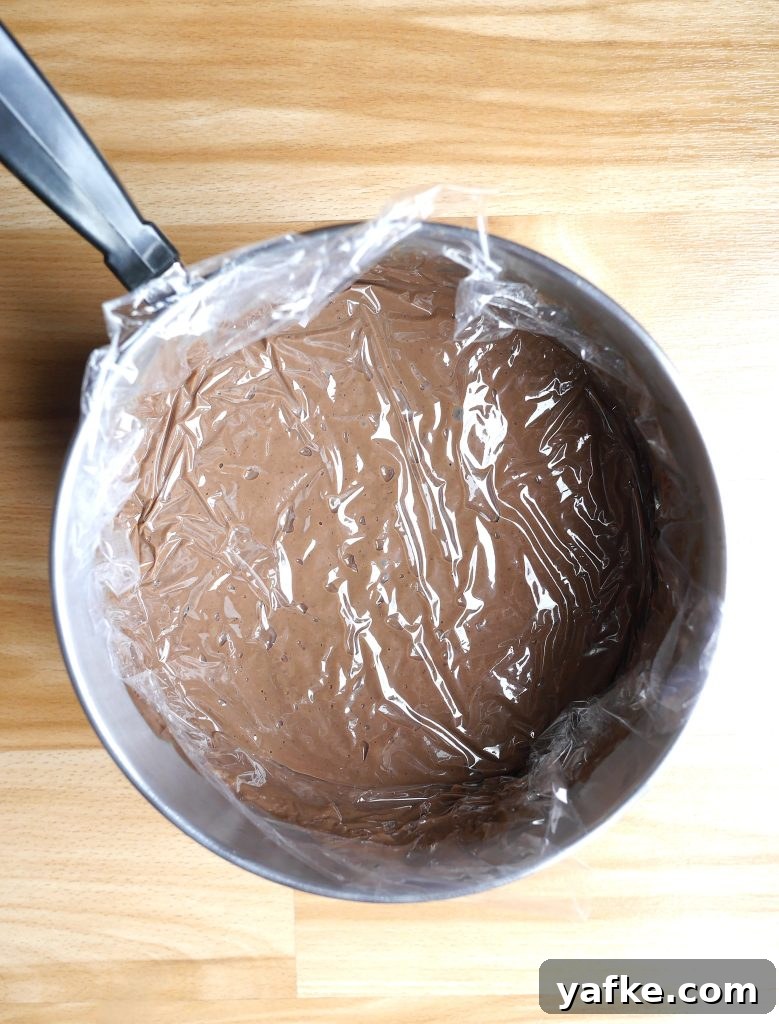 Serving chocolate pudding