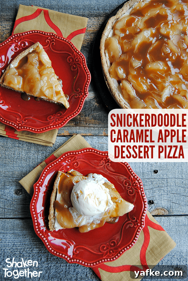 How to Make Pizza-Stuffed Waffles with Canned Biscuits 11 With a snickerdoodle cookie crust, brown sugar cream cheese, spiced apple pie filling and a decadent drizzle of caramel, this Snickerdoodle Caramel Apple Dessert Pizza will disappear slice by sweet slice!