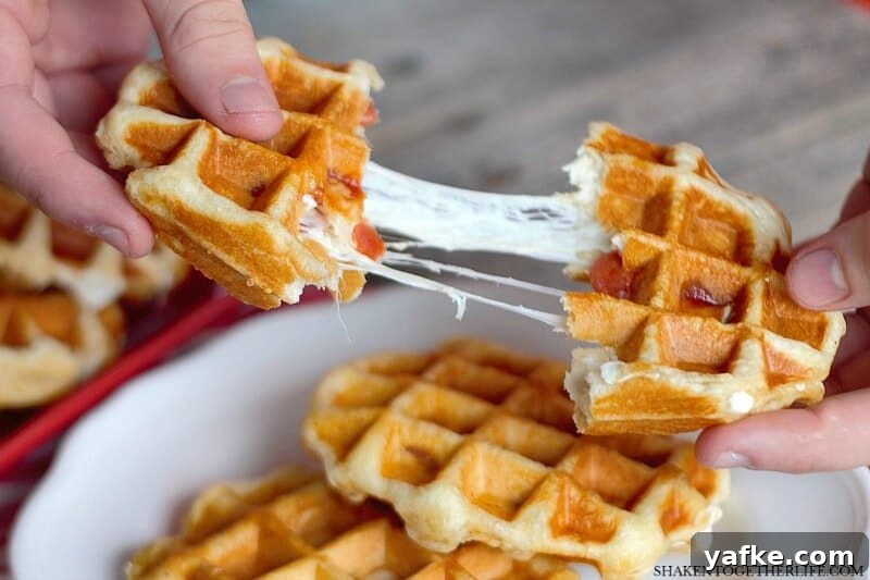 How to Make Pizza-Stuffed Waffles with Canned Biscuits 6 Pizza Stuffed Waffles - just look at that gooey melty cheese pull! This easy dinner recipe has just 4 ingredients and starts with refrigerator biscuits.