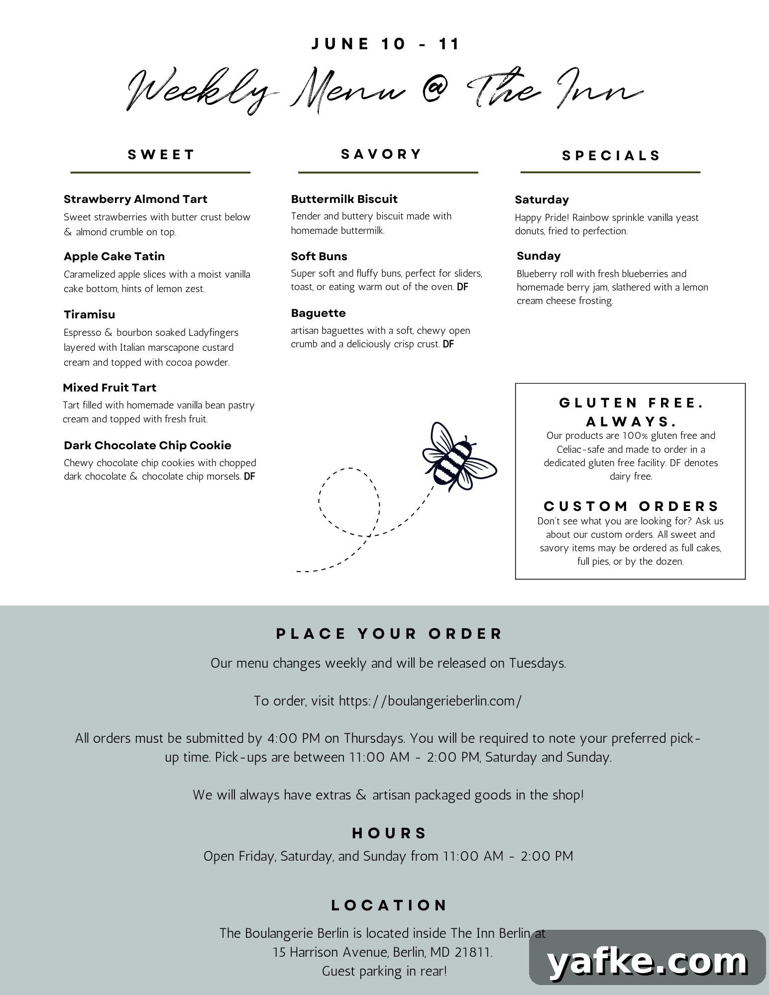 Gluten-Free Bed and Breakfast in Berlin: The Inn 19 Boulangerie Berlin Menu