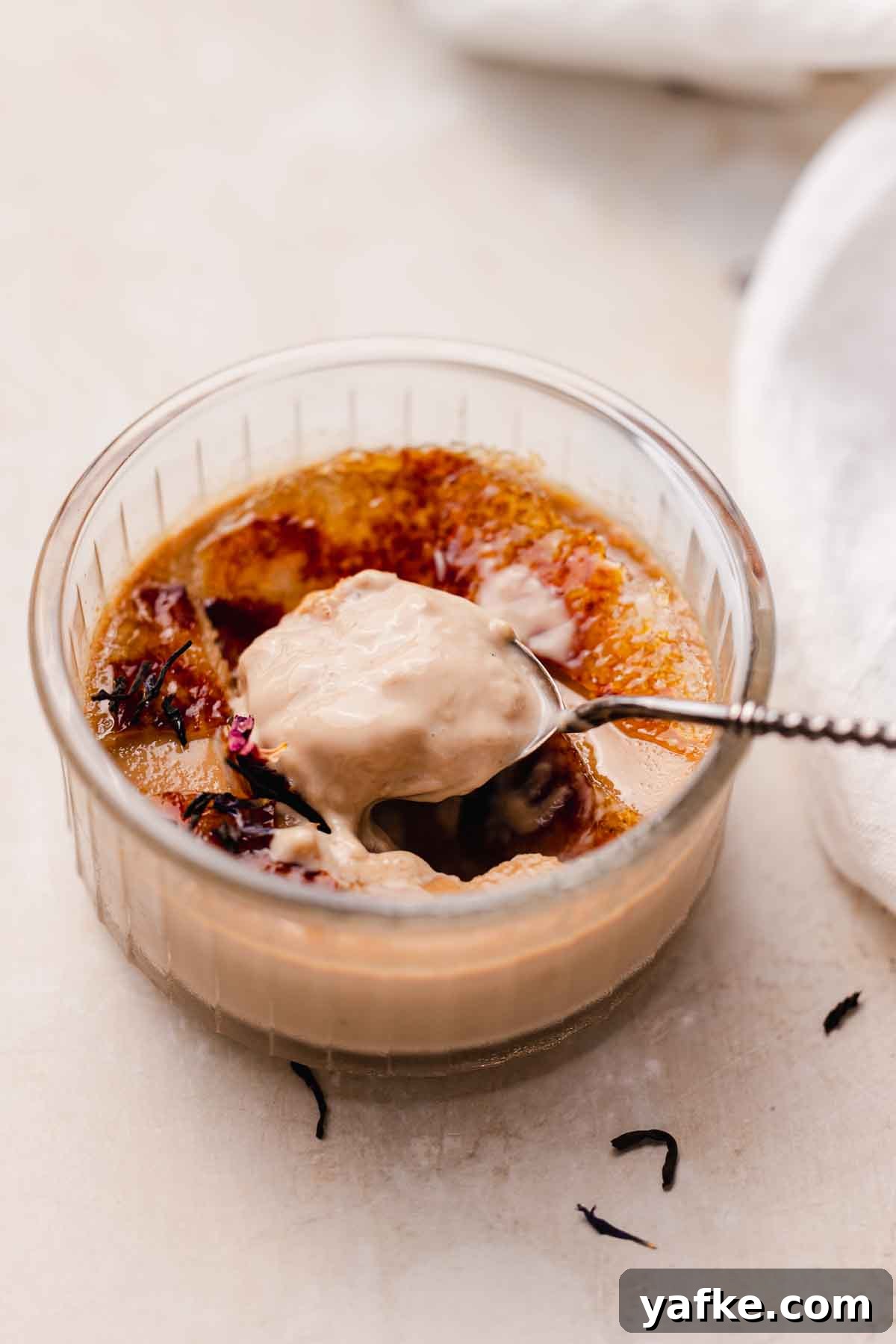 Earl Grey Creme Brulee Recipe with Tea-Infused Custard 9 caramelized top crack