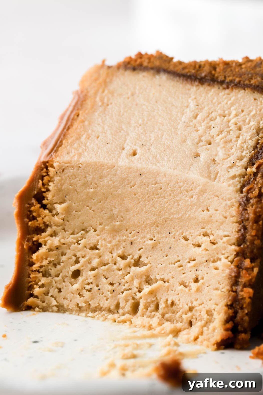 Creamy Lotus Biscoff Cheesecake Recipe 11 close up of creamy cheesecake slice