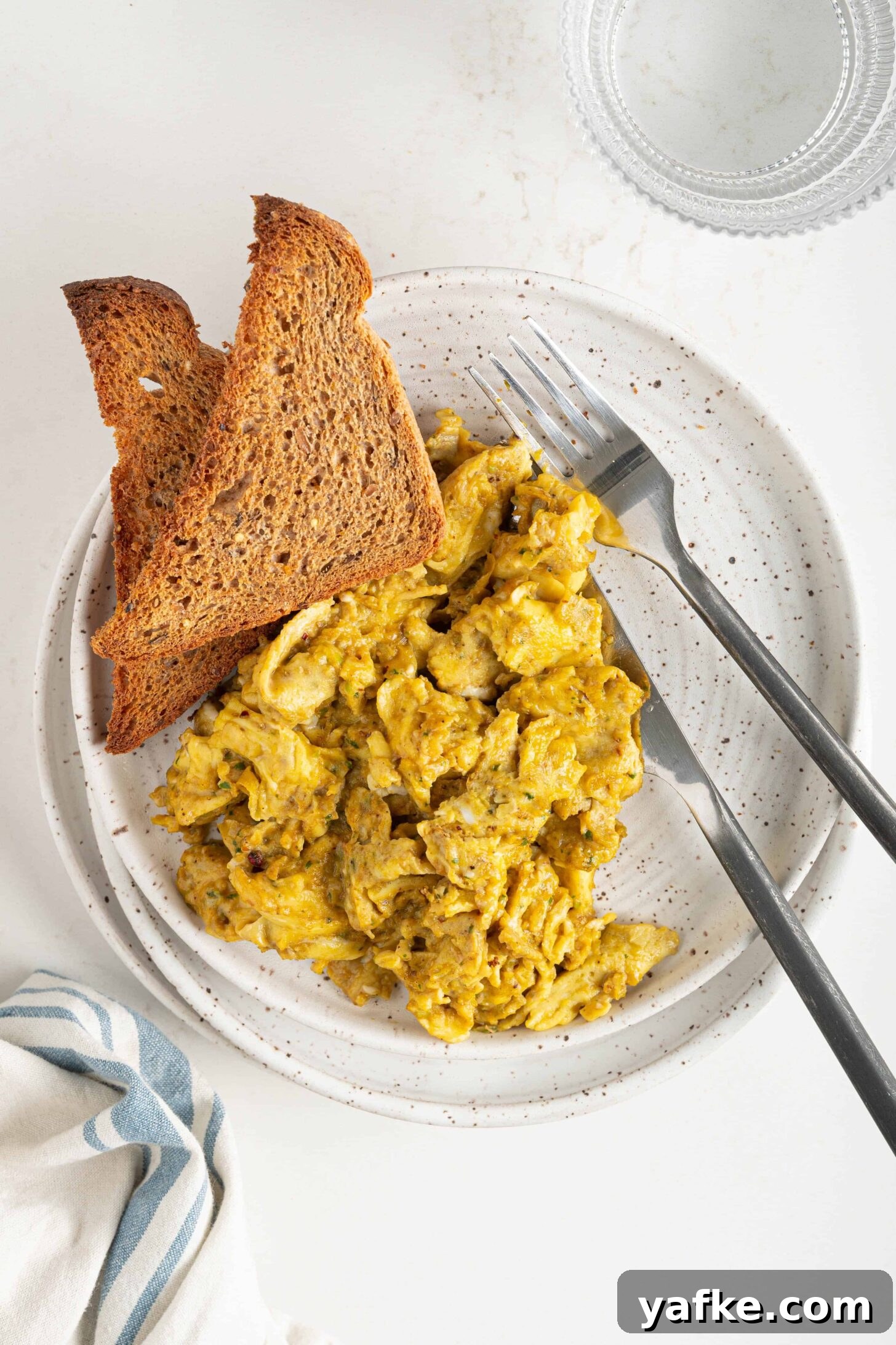 A plate of scrambled eggs