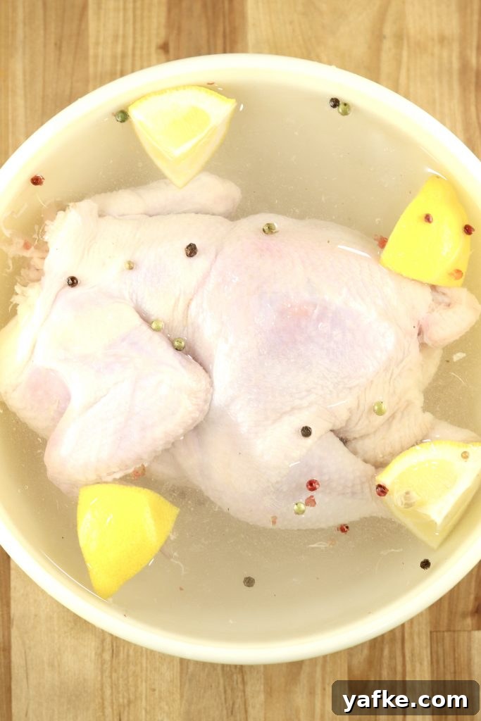 Smoked Cajun Butter Chicken Recipe 2 Brined Whole Chicken with lemon, garlic and peppercorns