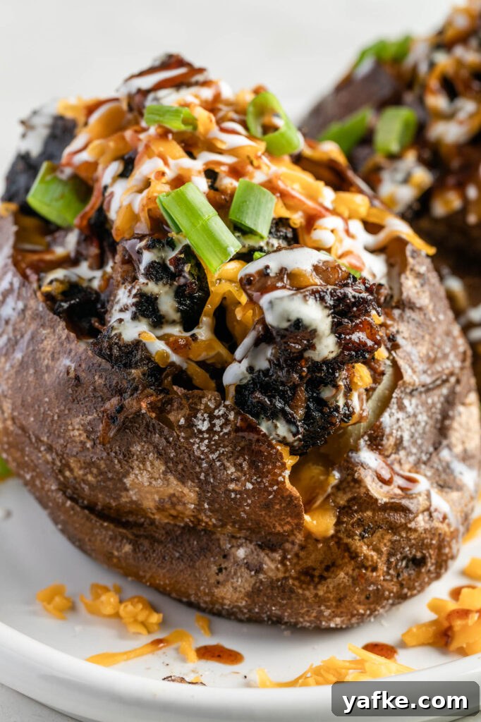 BBQ Brisket Baked Potato Recipe 2 brisket baked potato with cheese and green onions