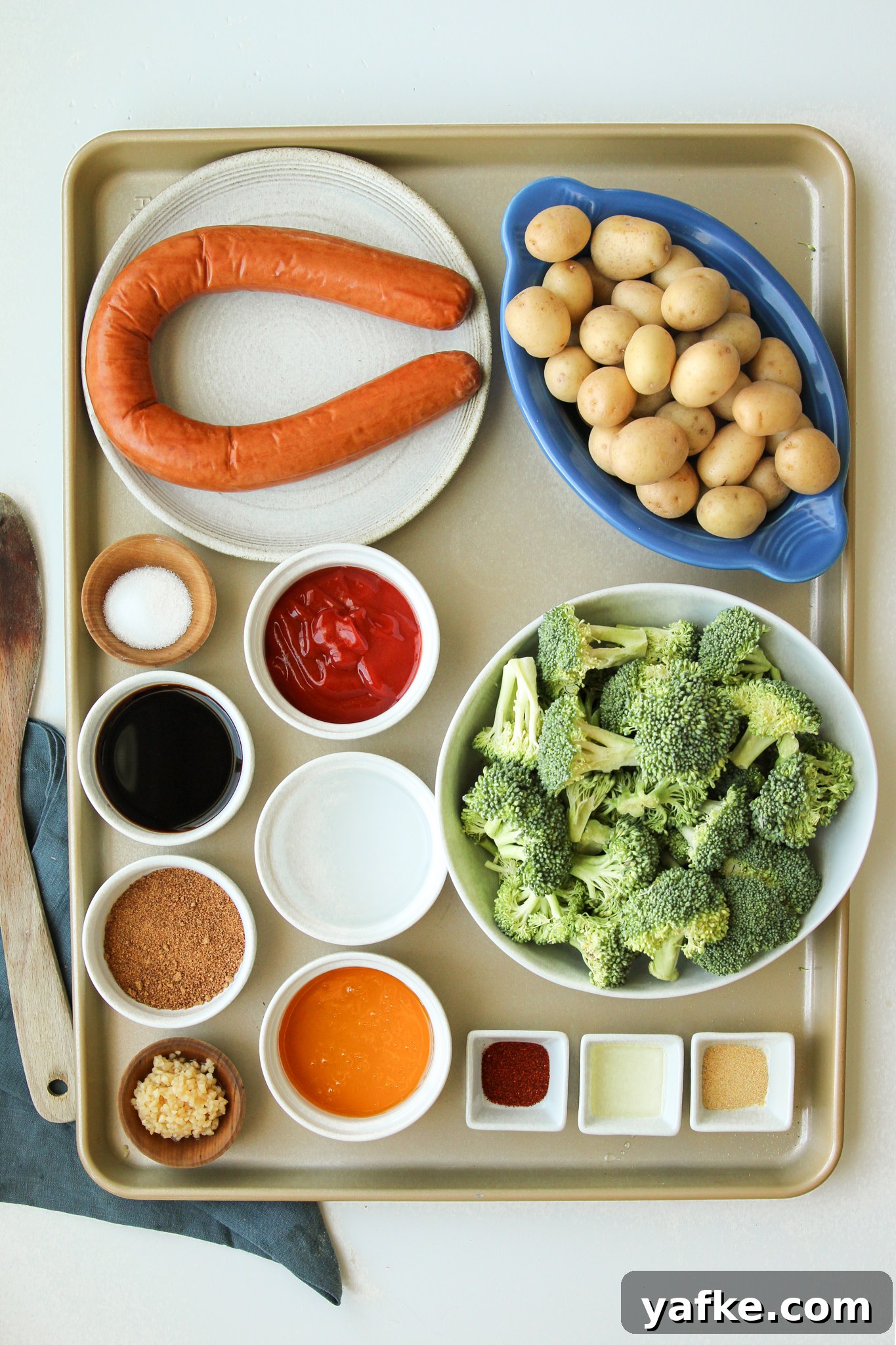 Honey Garlic Sausage Sheet Pan Dinner (Gluten Free, Dairy Free) 3 Honey garlic sausage sheet pan dinner served on a plate