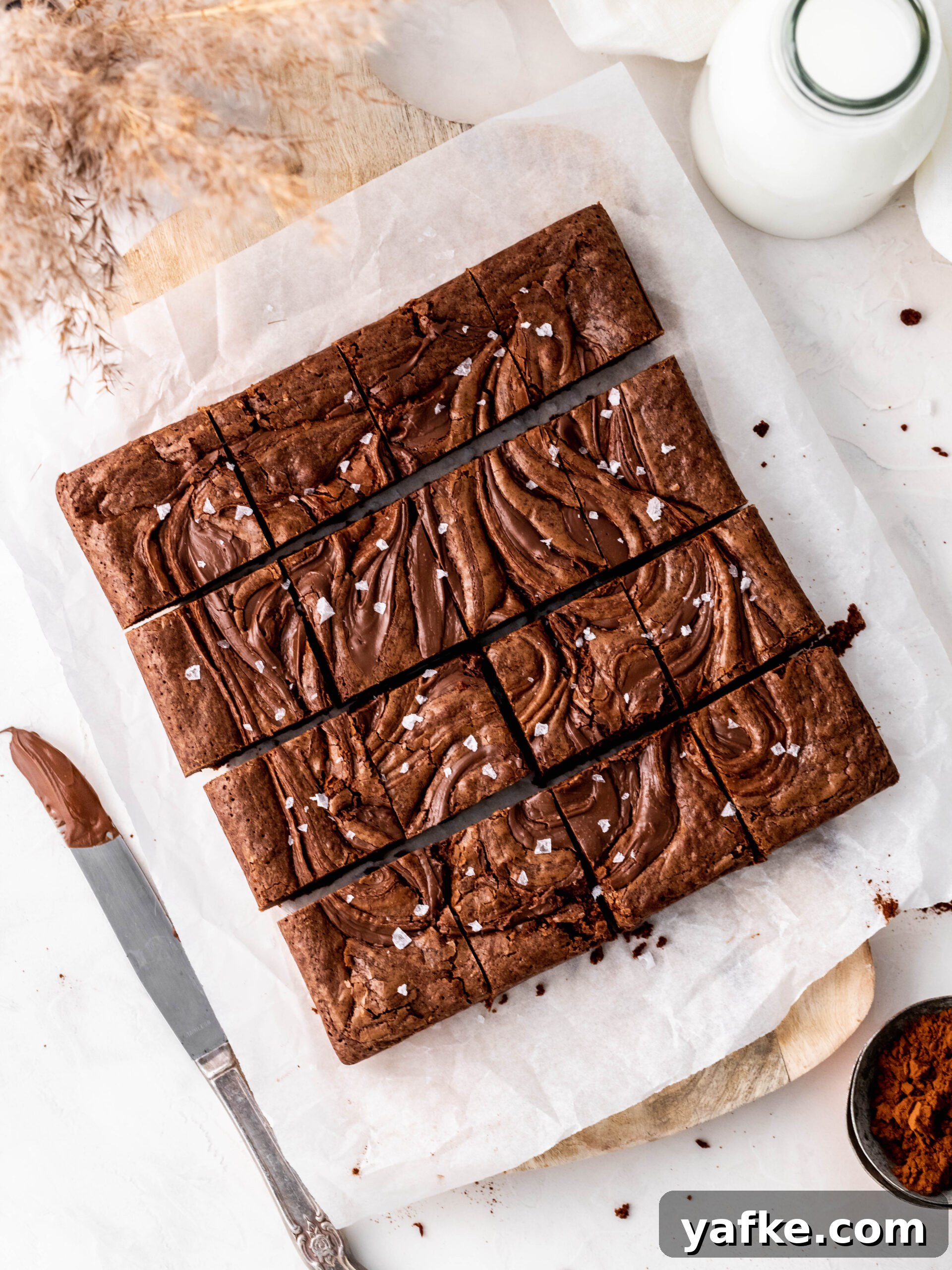 Nutella Brownie Brownie cut into slices.