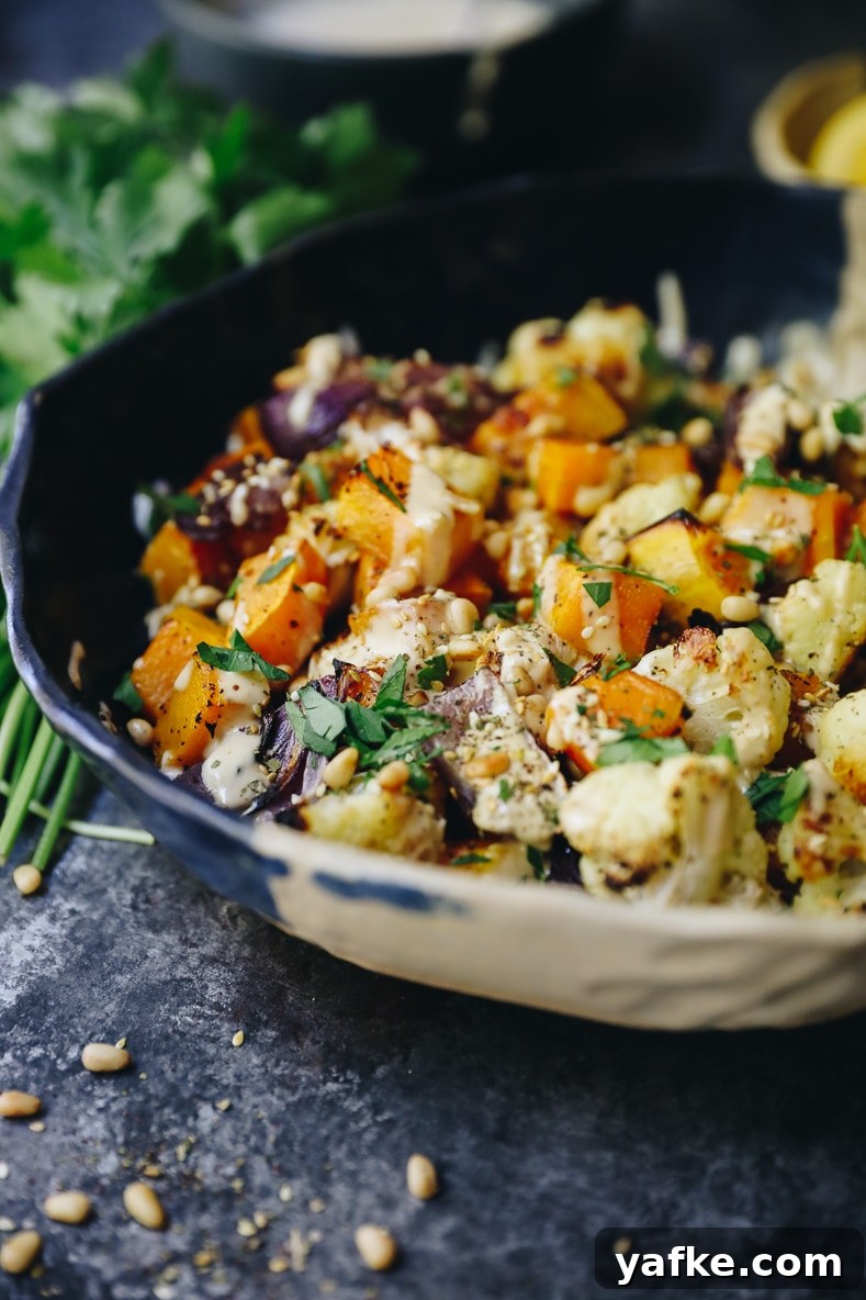 Oven Roasted Vegetables with Creamy Tahini Sauce 2 Roasted vegetables with tahini
