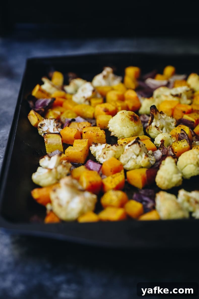 Oven Roasted Vegetables with Creamy Tahini Sauce 4 Roasted vegetables halfway through cooking