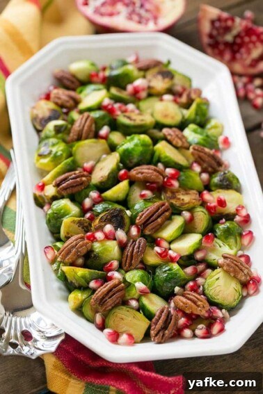 Pomegranate pecan Brussels sprouts.