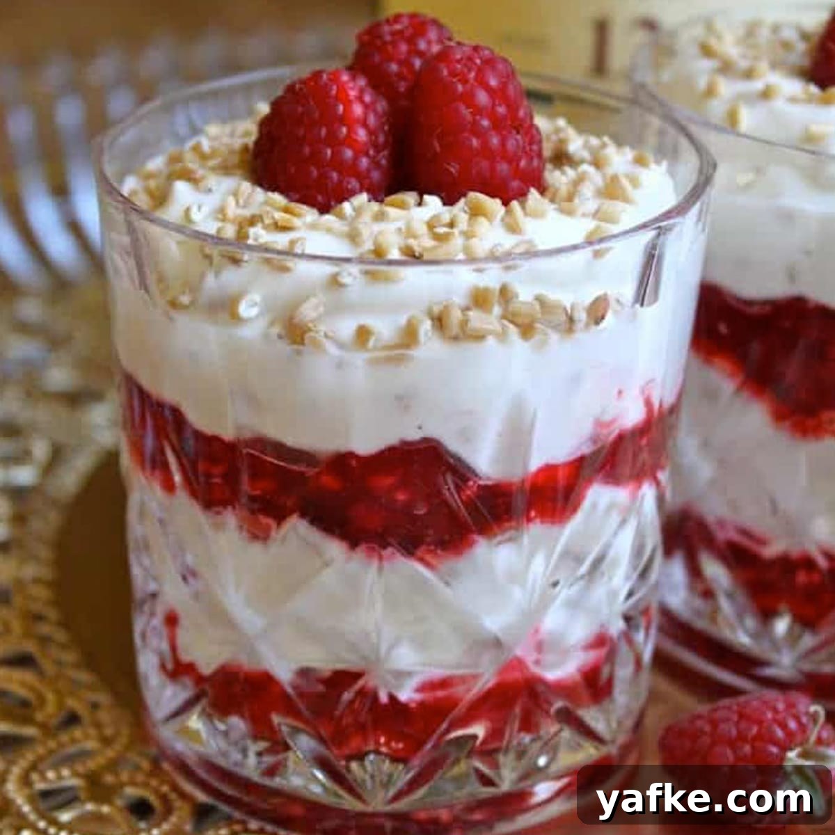 21 Patriotic Canada Day Desserts 12 cranachan in a glass, with another glass of cranachan behind it