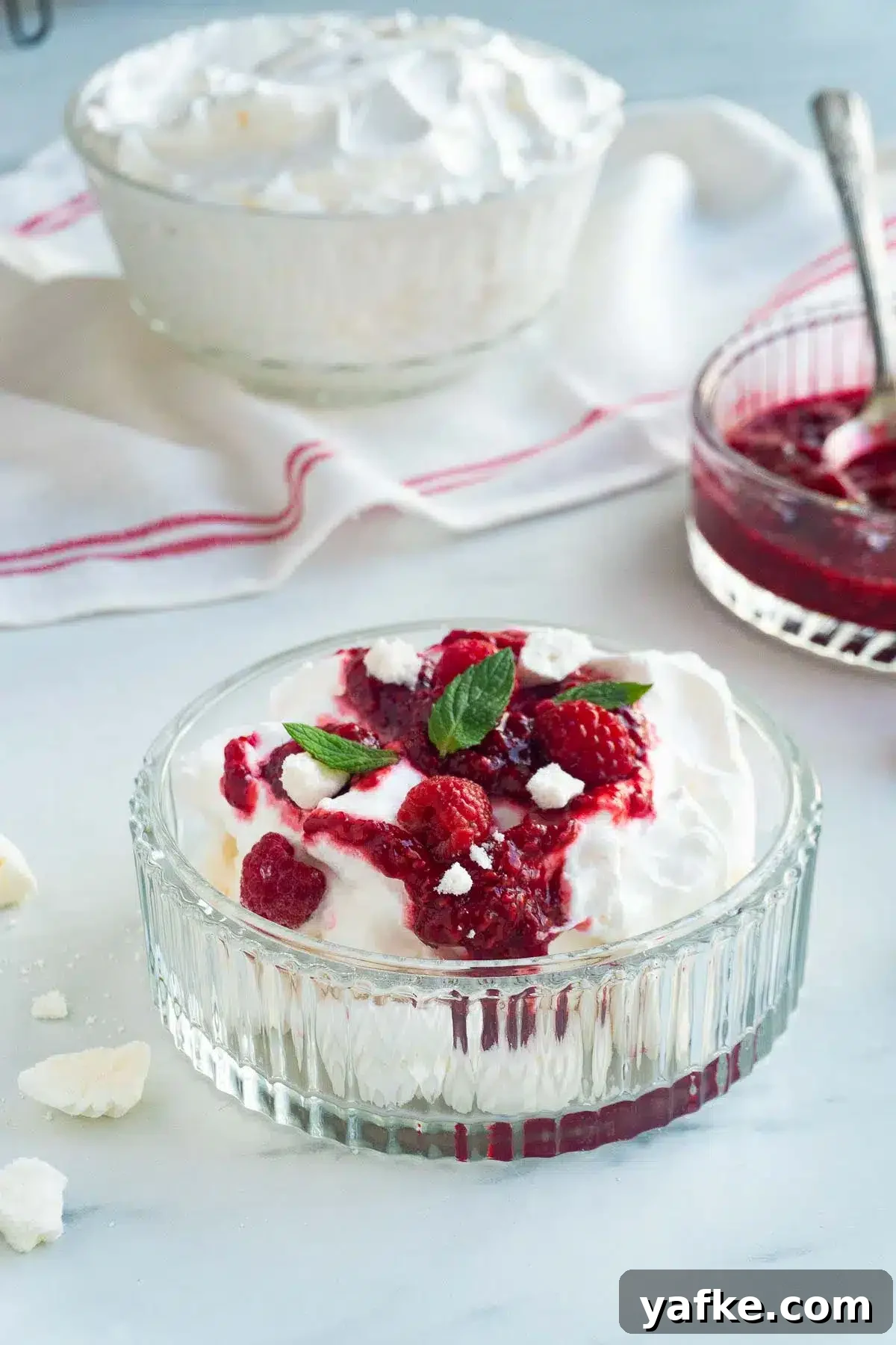 21 Patriotic Canada Day Desserts 14 Raspberry Eton mess in a glass bowl
