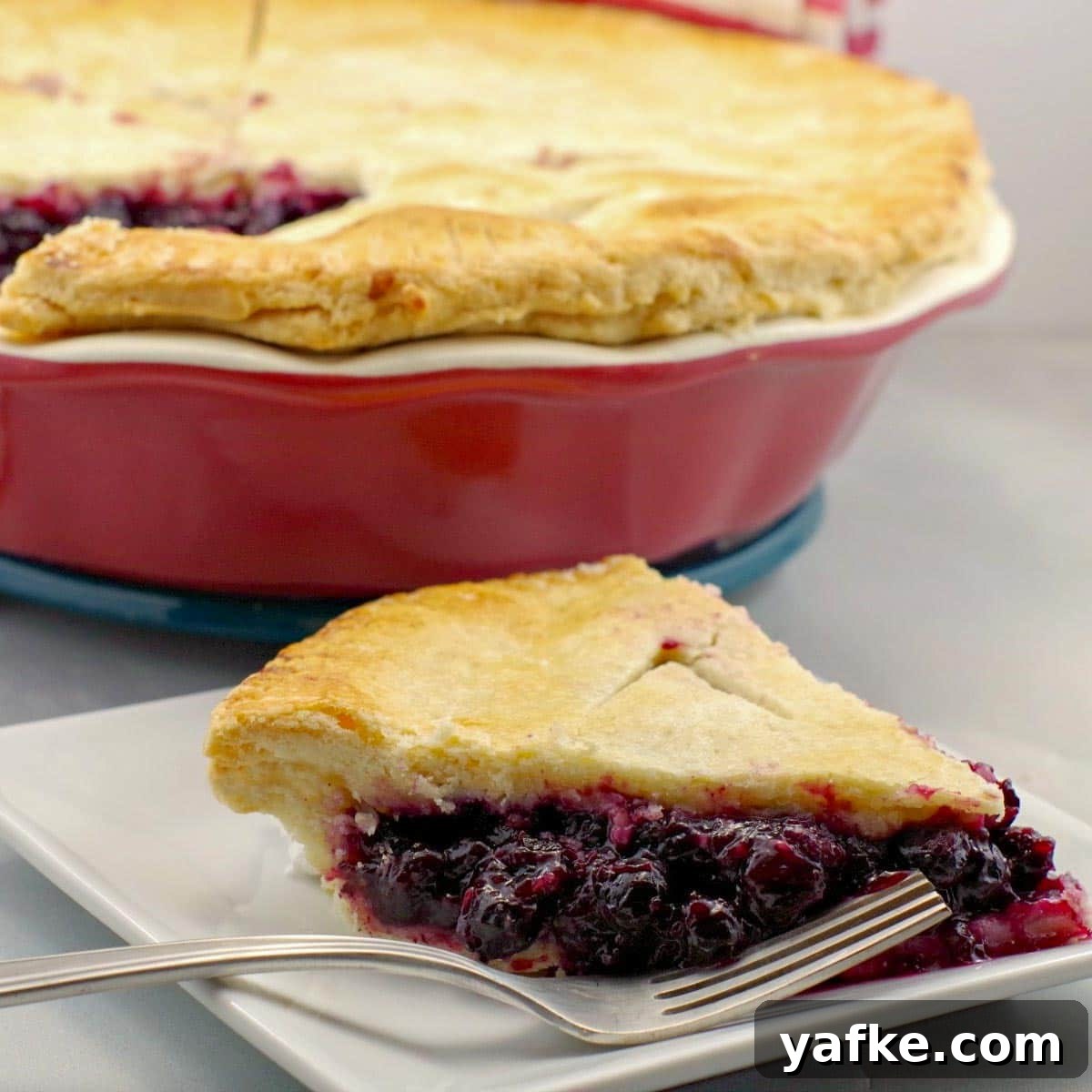 21 Patriotic Canada Day Desserts 21 Saskatoon berry pie slice on a white plate, with whole pie in background
