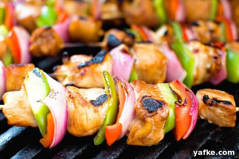 Grilled Asian Chicken Skewers with Sesame and Ginger 2 Asian Chicken Skewers on Grill