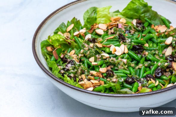 Green Bean Salad with Almonds and Dried Cherry Vinaigrette 3 Mixed greens and green beans