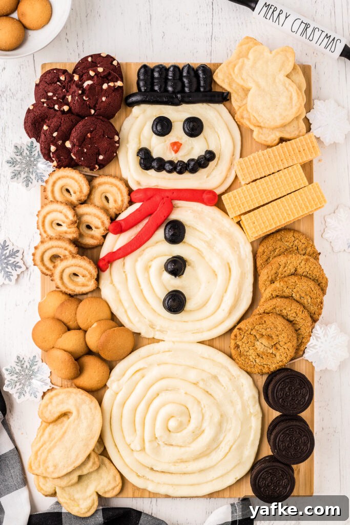 17 Festive Christmas Charcuterie Board Ideas 14 Snowman Buttercream Board