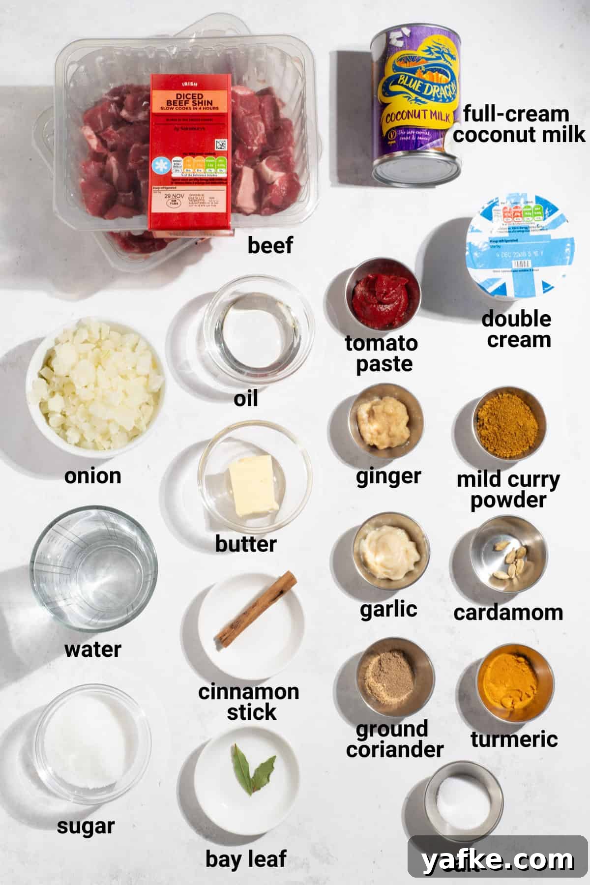 Creamy Beef Curry with Coconut Milk Recipe 3 Beef curry ingredients.