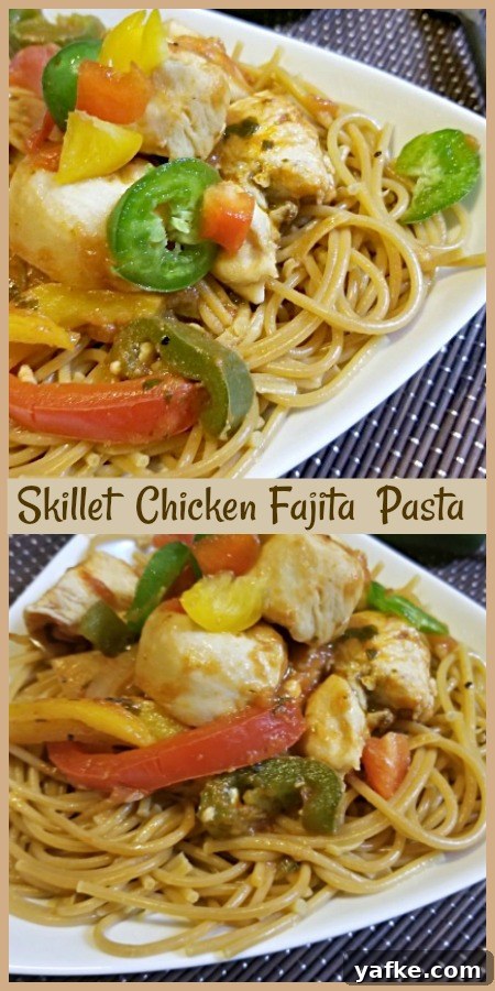 One-Pan Chicken Fajita Pasta Recipe 5 Final skillet chicken fajita pasta