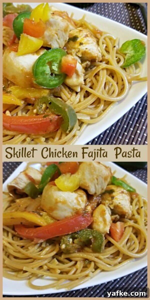 One-Pan Chicken Fajita Pasta Recipe 7 Pasta and chicken close-up