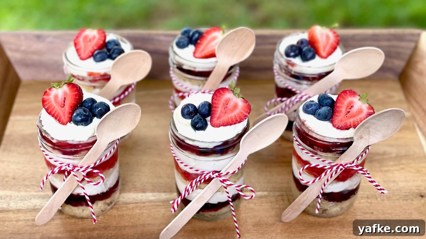 Fourth of July Red, White and Blueberry Cake Parfaits Recipe 2 Red, White, and Blueberry Cake Parfaits