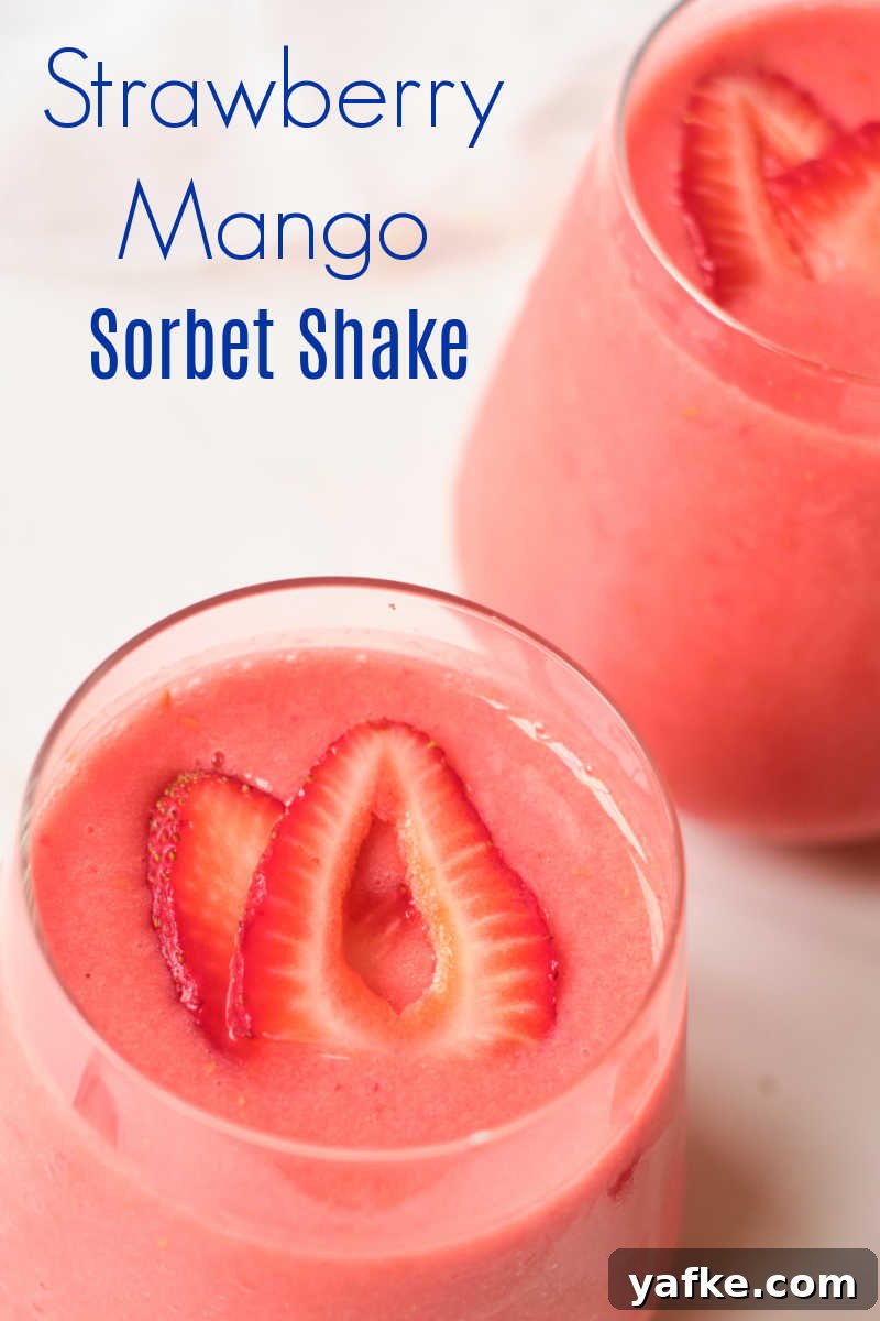 Strawberry Mango Sorbet Shake Recipe: Refreshing Summer Drink 3 vegan strawberry sorbet shake.