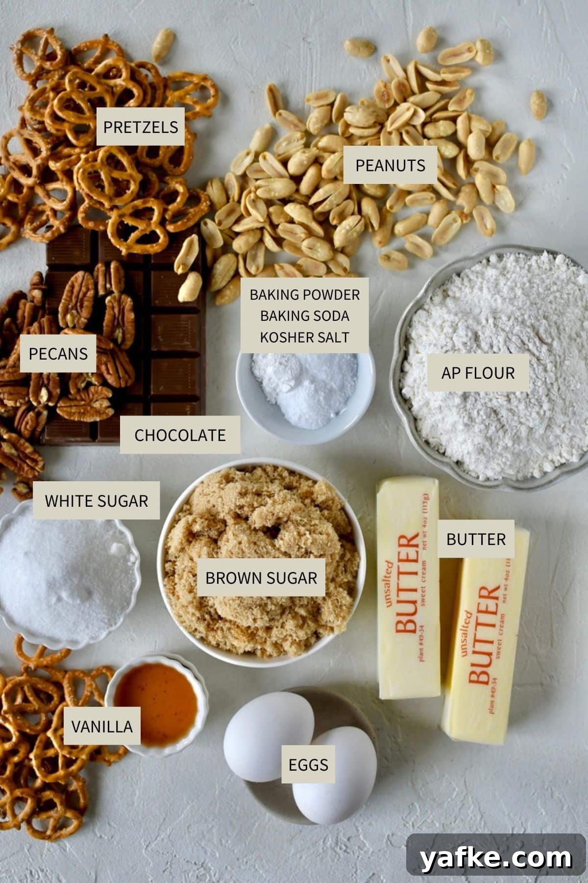 Ingredients needed to make Kitchen Sink Cookies.
