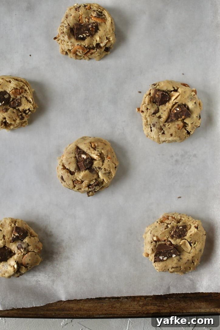 Cookies after portioning and before baking.