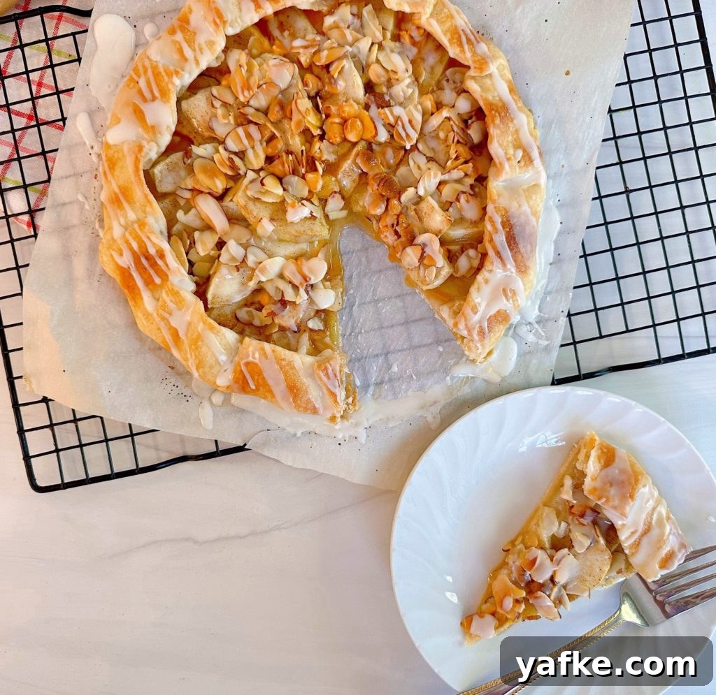 Rustic Apple Almond Galette Recipe with Flaky Crust 17 Sliced apple almond galette.