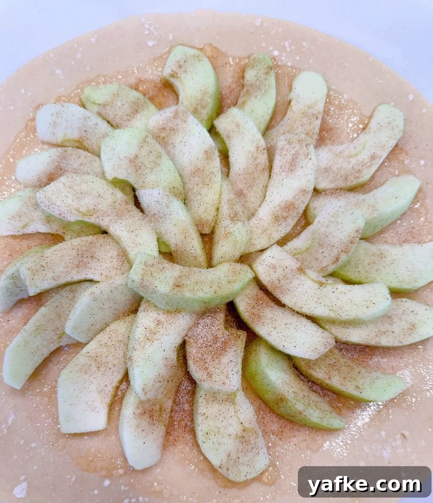 Rustic Apple Almond Galette Recipe with Flaky Crust 8 Cinnamon Sugar sprinkled over the apples on the pie crust.