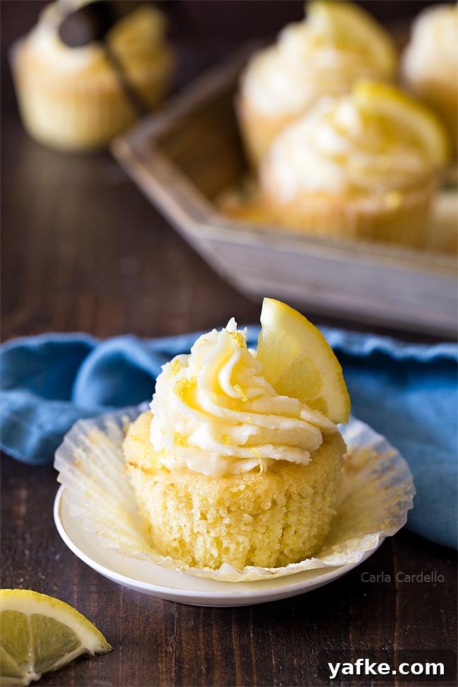 5 Lemon Cupcakes with a Tray
