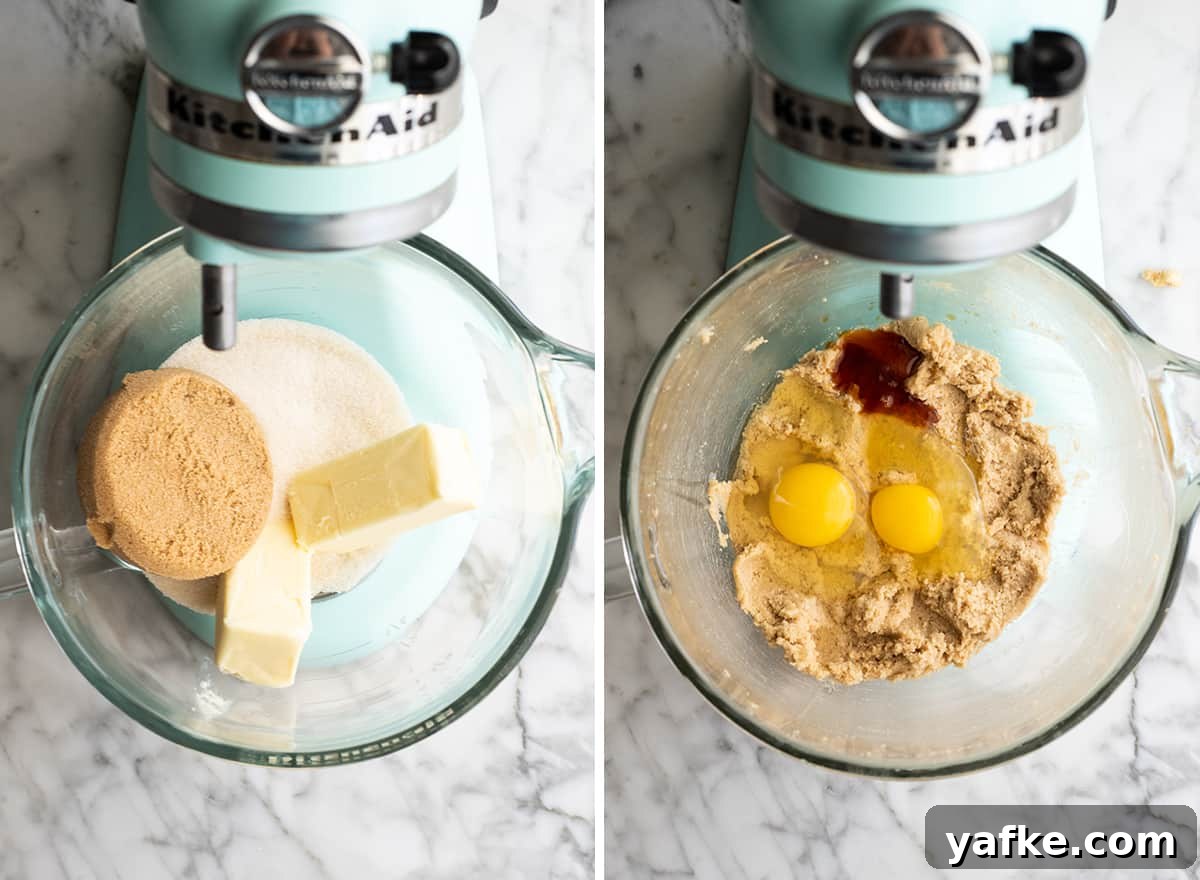 two overhead photos showing How to Make a Cookie Cake
