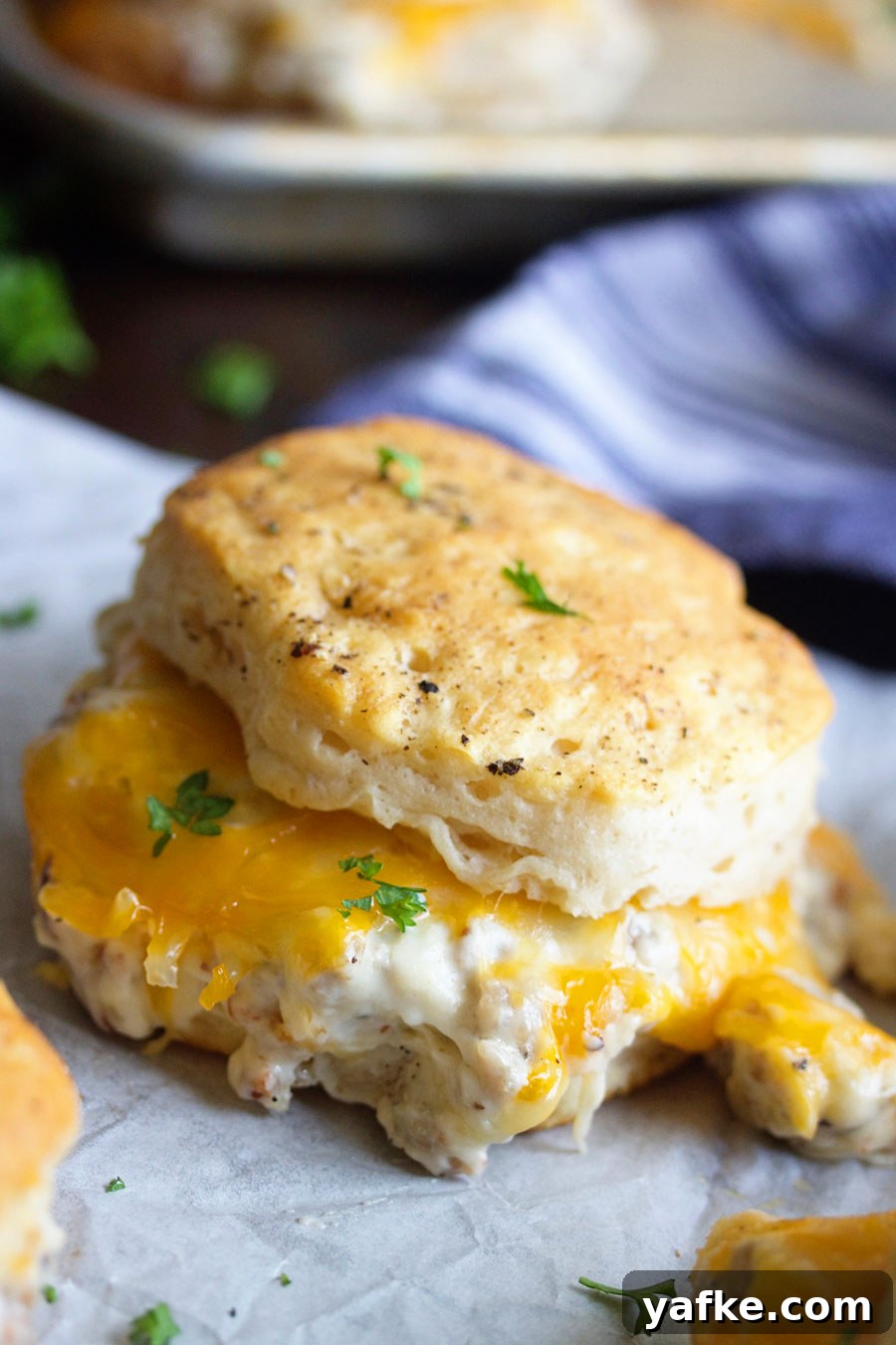 Weekly Meal Plan 158: Family Dinners and Lunches 7 Close up of a Biscuits & Gravy Cheesy Slider