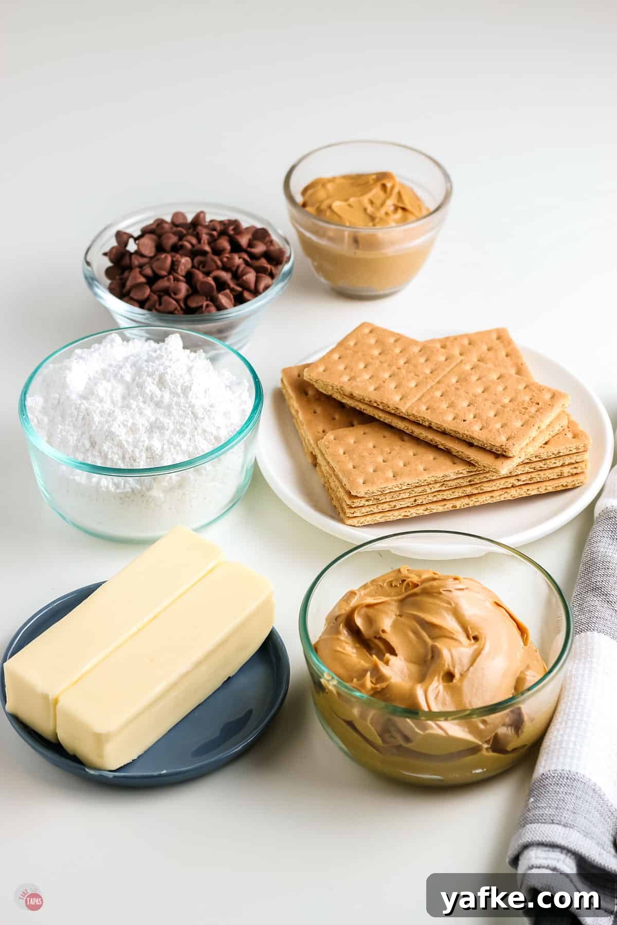 No-Bake Peanut Butter Bars Recipe 3 ingredients in bowls