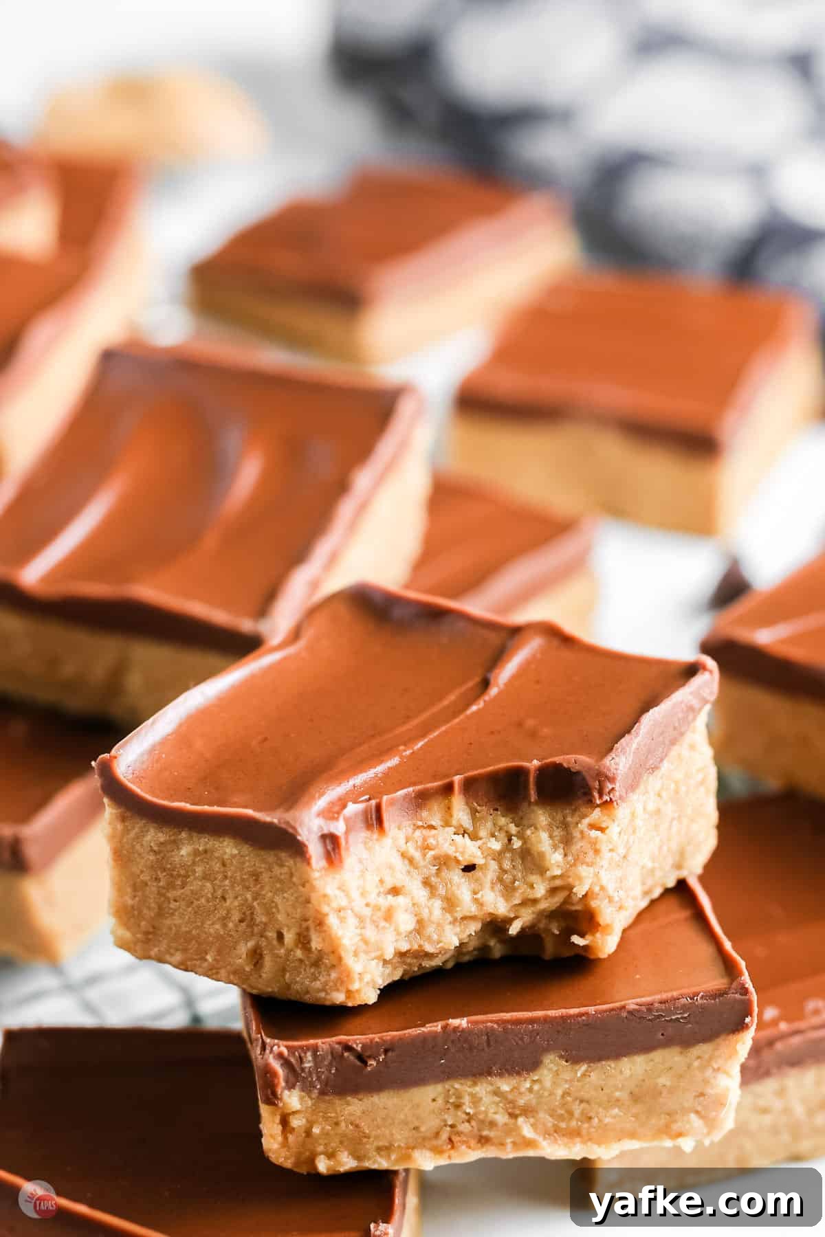 No-Bake Peanut Butter Bars Recipe 10 no bake bar with bite missing