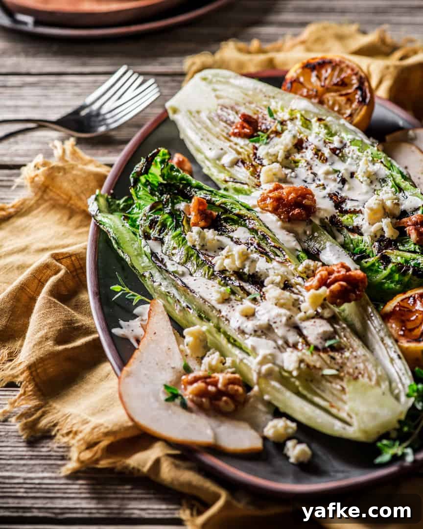 Steakhouse-Style Grilled Romaine and Pear Salad 3 Grilled Romaine and Pear Steakhouse Salad