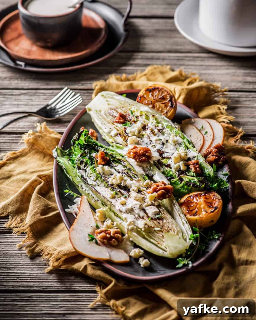Steakhouse-Style Grilled Romaine and Pear Salad 4 Grilled Romaine Steakhouse Salad