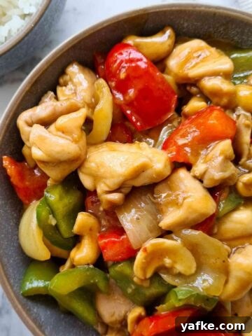 Close up bowl of chicken stir fry