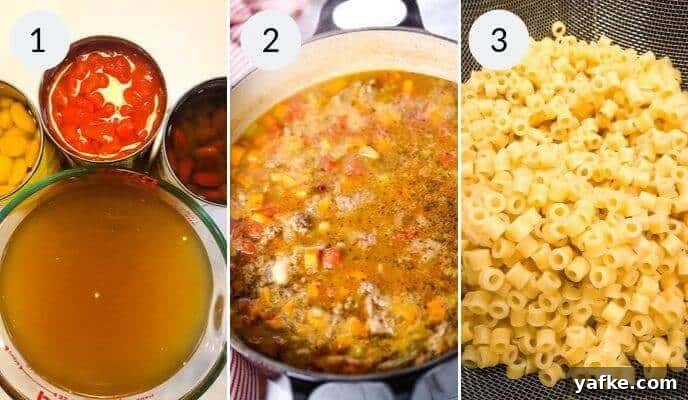 Olive Garden Pasta Fagioli Soup Copycat Recipe (Pasta Fazool) 5 Three images showcasing the art of Olive Garden Pasta Fagioli Soup.