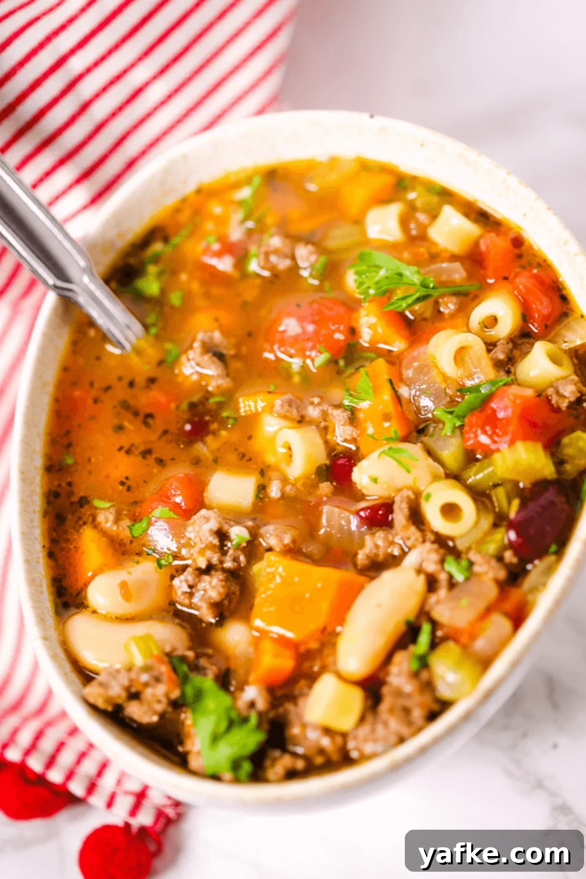 Olive Garden Pasta Fagioli Soup Copycat Recipe (Pasta Fazool) 6 A bowl of the classic Italian soup.