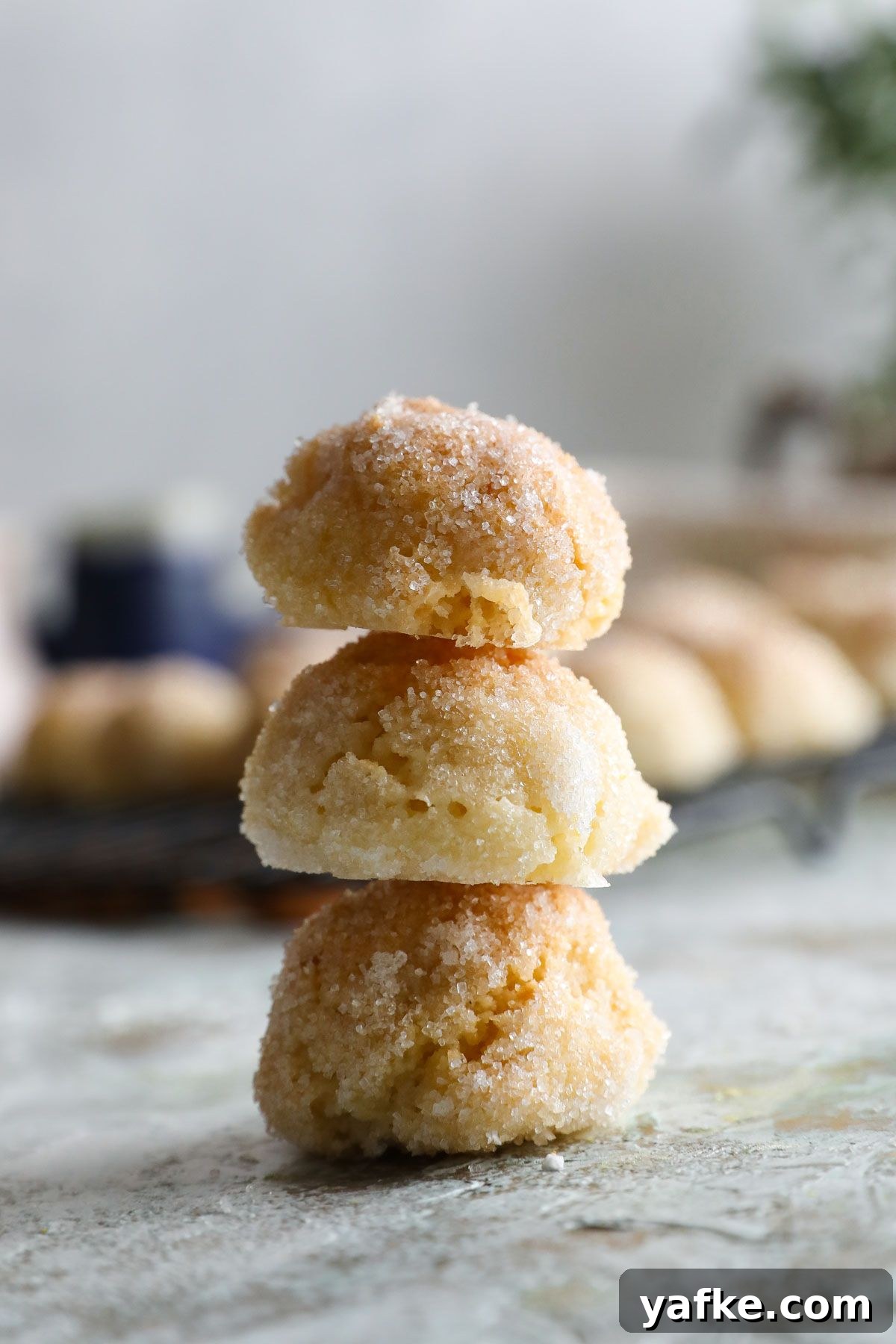 Crispy Almond Amaretti Cookies Recipe 3 Amaretti cookies stacked