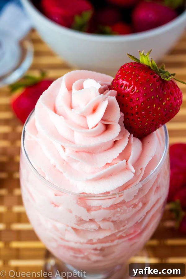 Strawberry Buttercream Frosting Strawberry buttercream on cupcakes