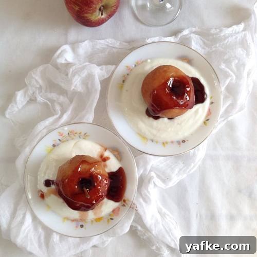 Finished poached apples plated