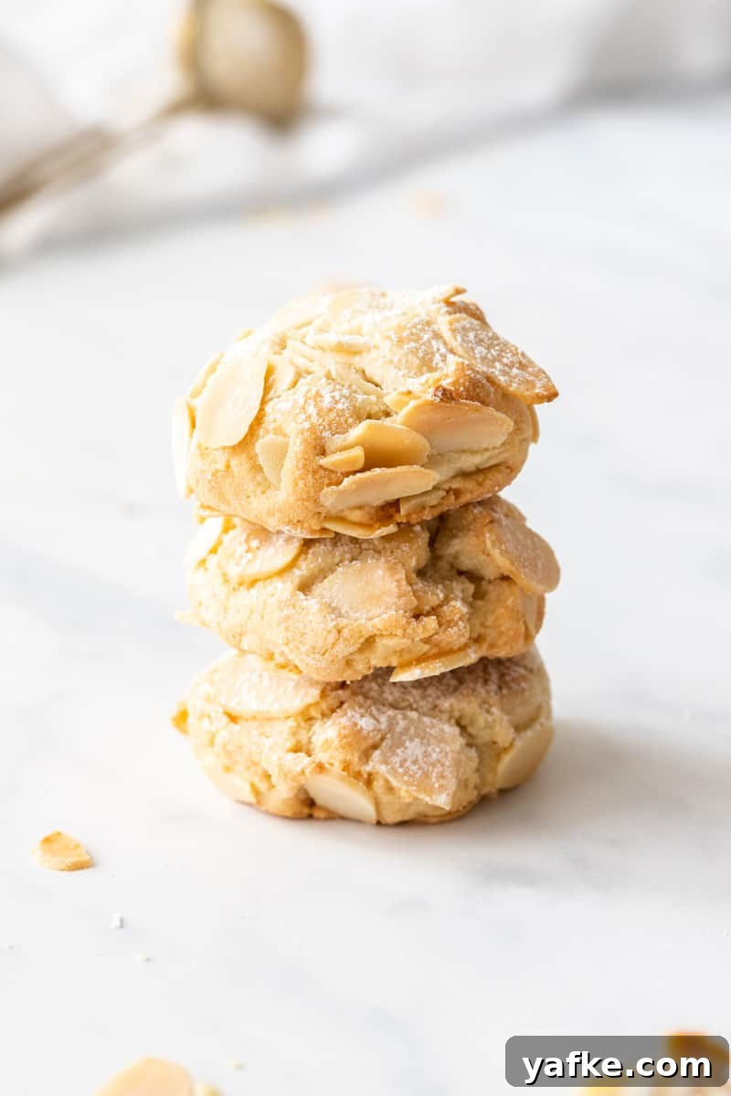 25 Homemade Edible Gift Ideas for Any Occasion 32 Three Almond Cookies, stacked on top of each other