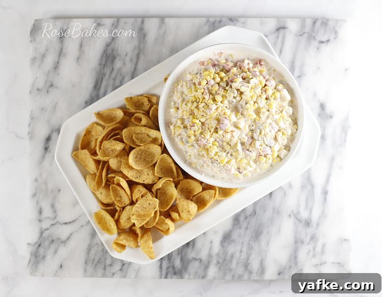 Creamy Corn Dip with Fritos 6 corn dip with fritos on a platter