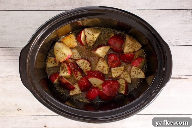 Slow Cooker Italian Chicken with Potatoes 3 Dump all ingredients in the slow cooker.