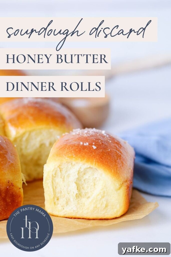 Fluffy Sourdough Discard Honey Butter Dinner Rolls 11 Sourdough honey butter dinner rolls - recipe feature image.